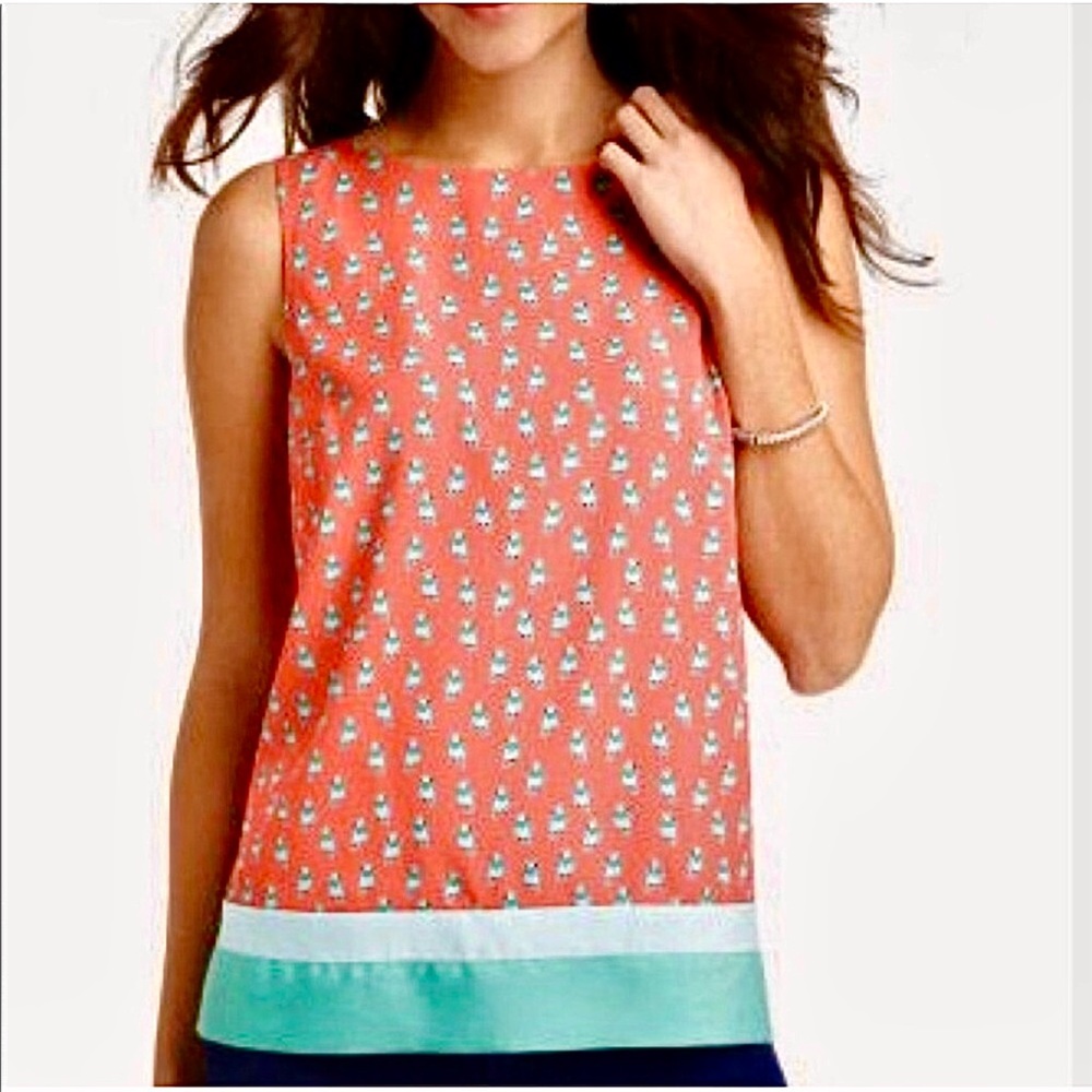 LOFT Petite Parrot Print Sleeveless Blouse